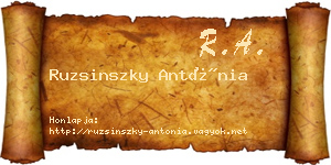 Ruzsinszky Antónia névjegykártya